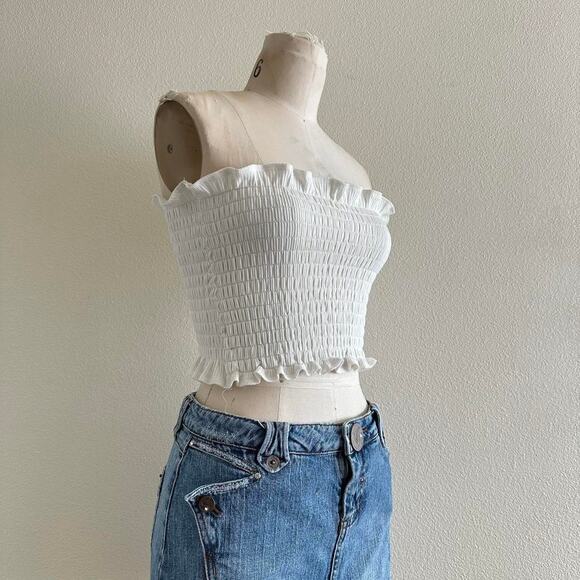 handmade white ruched bandeau - Picture 3 of 6